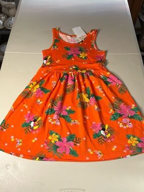 H&M Bright Orange Tropical Floral Sleeveless Dress